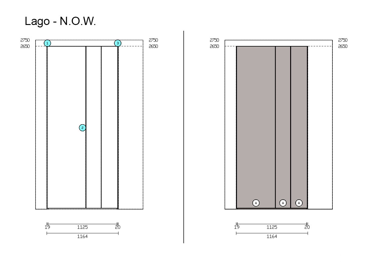 Шкаф N.O.W. 2 дверцы, L. 112 см / стекло глянец Tortora