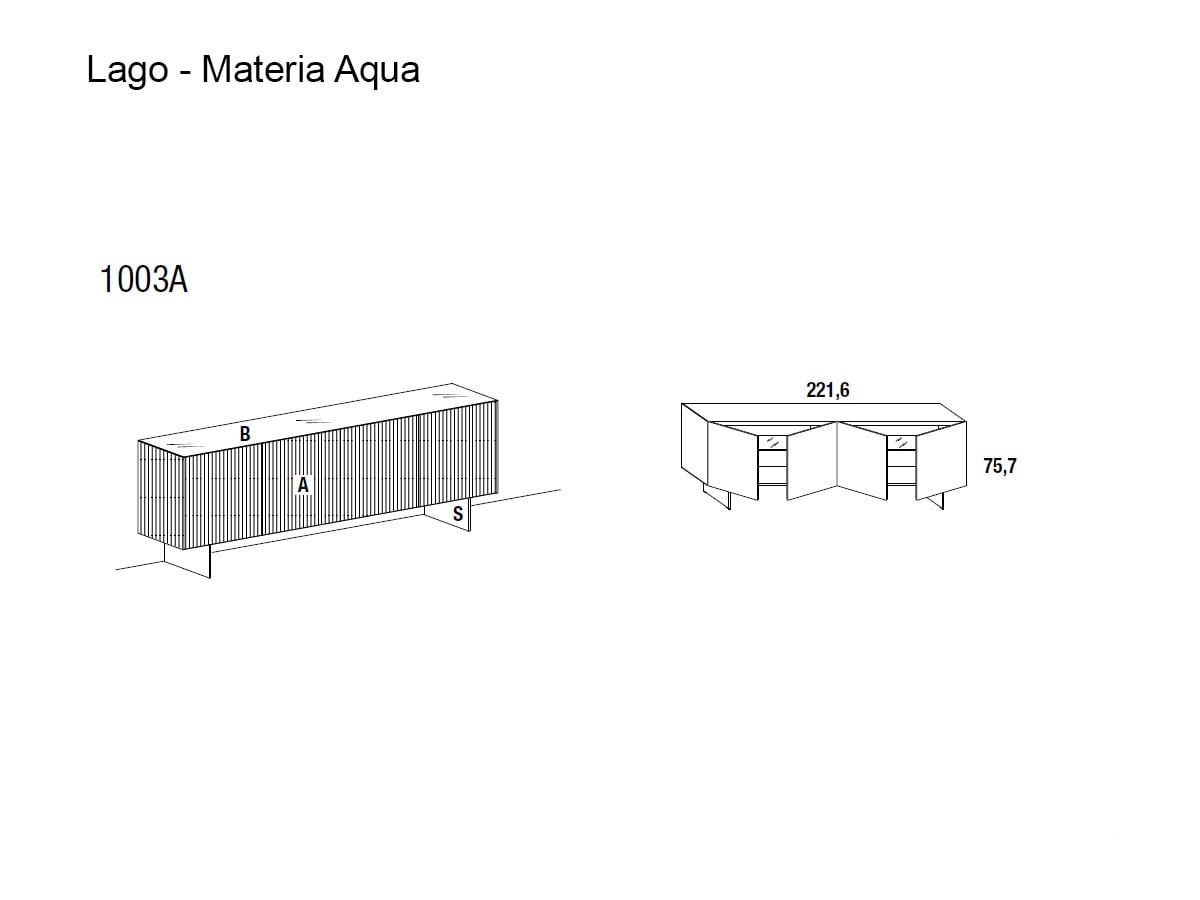 Буфет Materia 100303 Pannello Bifacciale, стекло Argilla мат