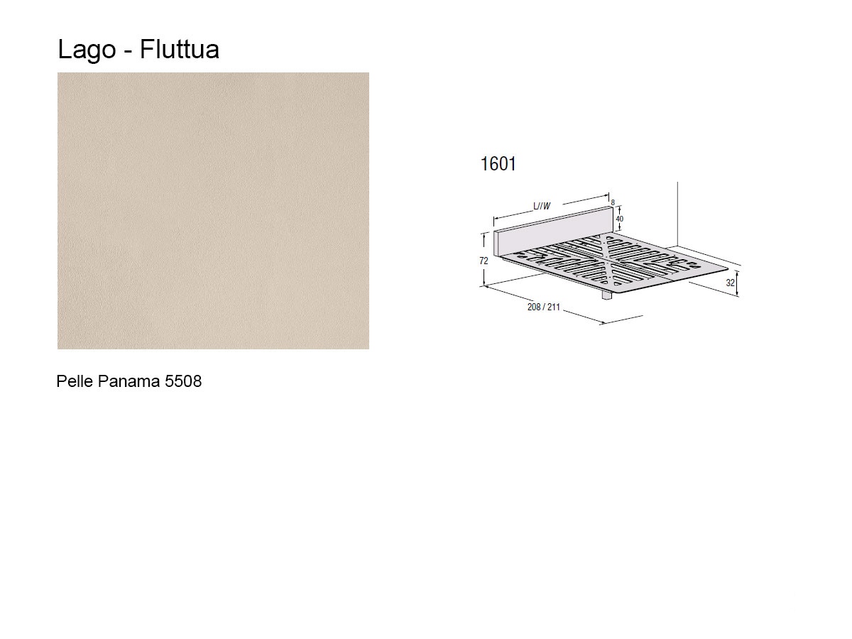 Кровать Fluttua настенная, выс. 40, 160×208 / кожа Panama 5508