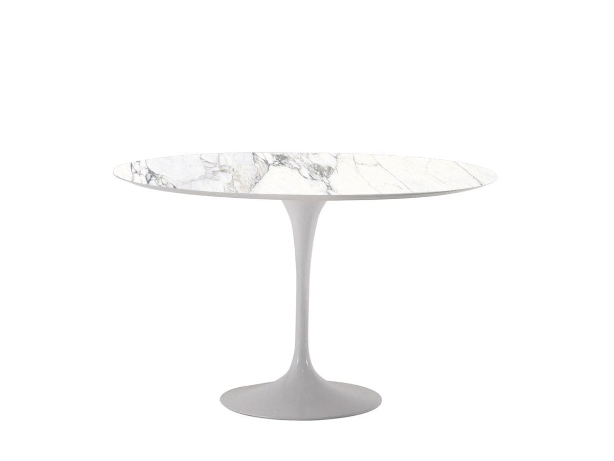Стол Saarinen Ø 91, столешница мрамор Statuarietto глянец / Rilsan белый