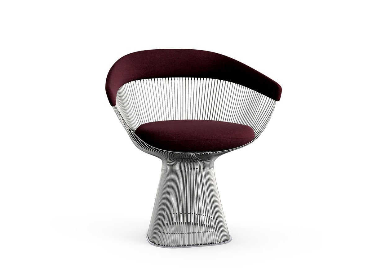 Кресло Platner, никель / бархат Wine