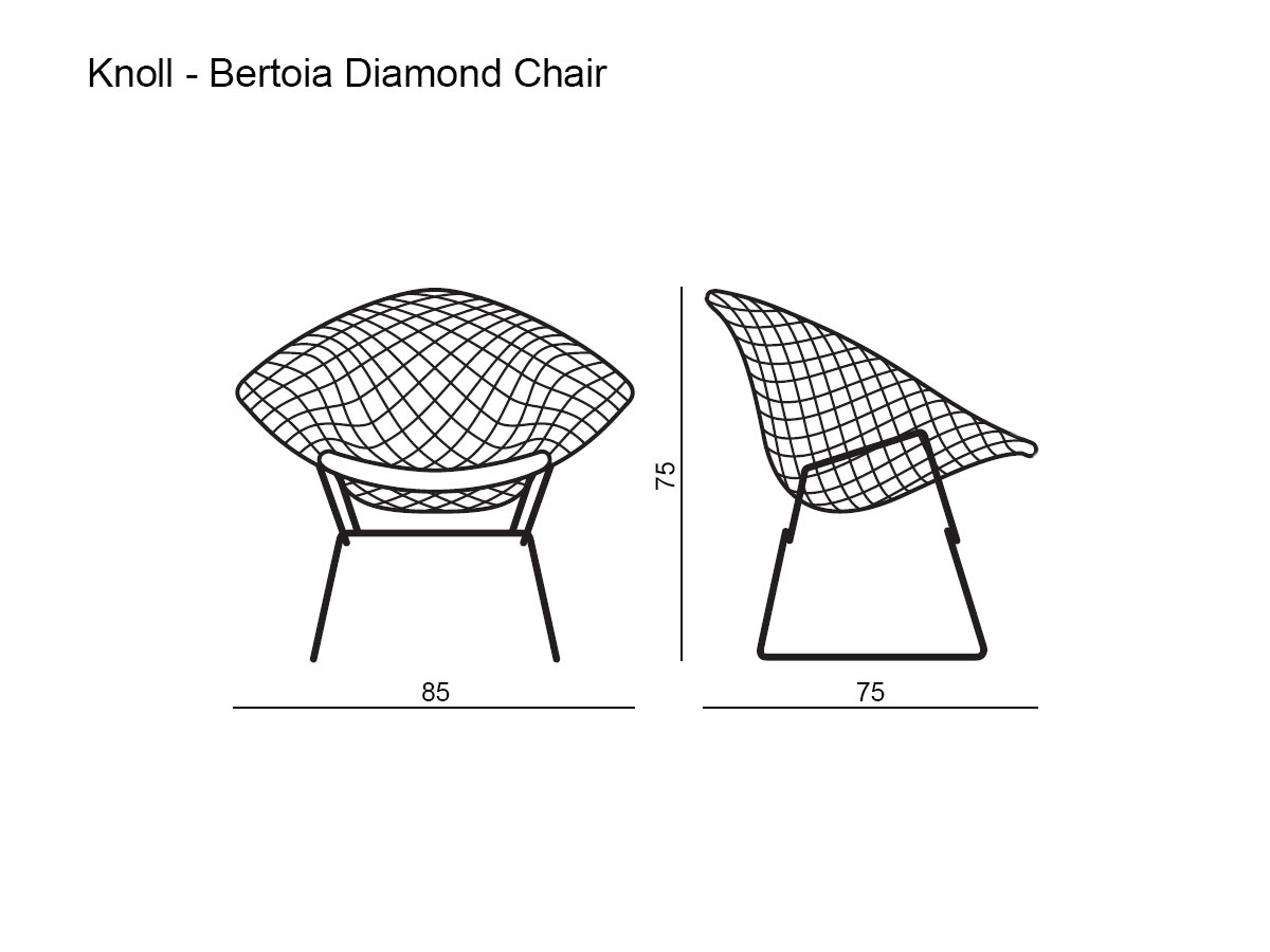 Кресло Bertoia Diamond для улицы, чёрное