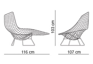 Кресло Bertoia Asimmetrica в обивке