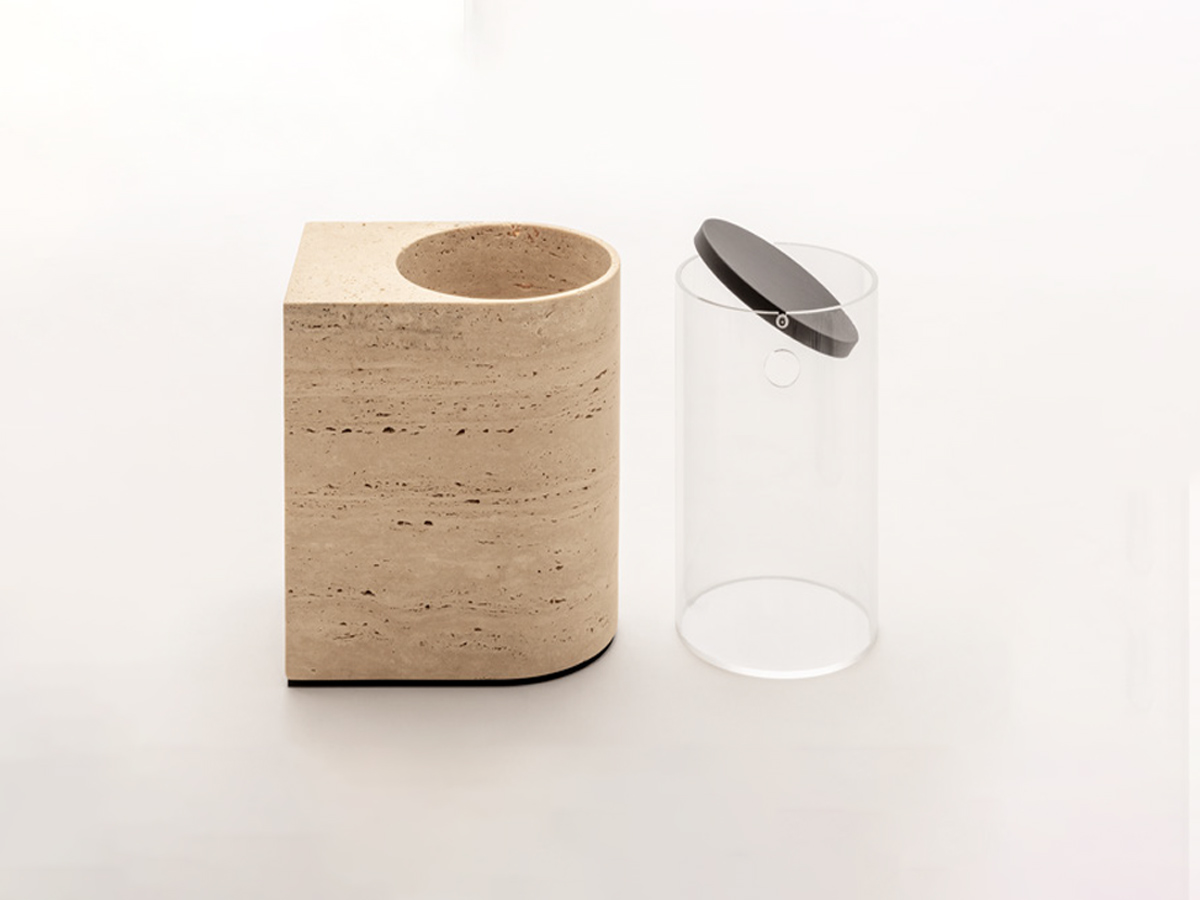 Мусорная корзина Nobble Marble классическая травертин