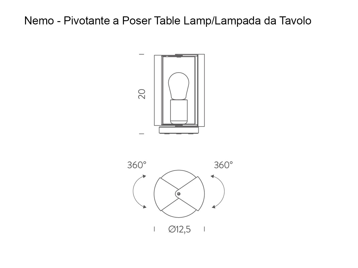 Настольная лампа Pivotante à Poser белая, lunghezza cavo 2,5 m