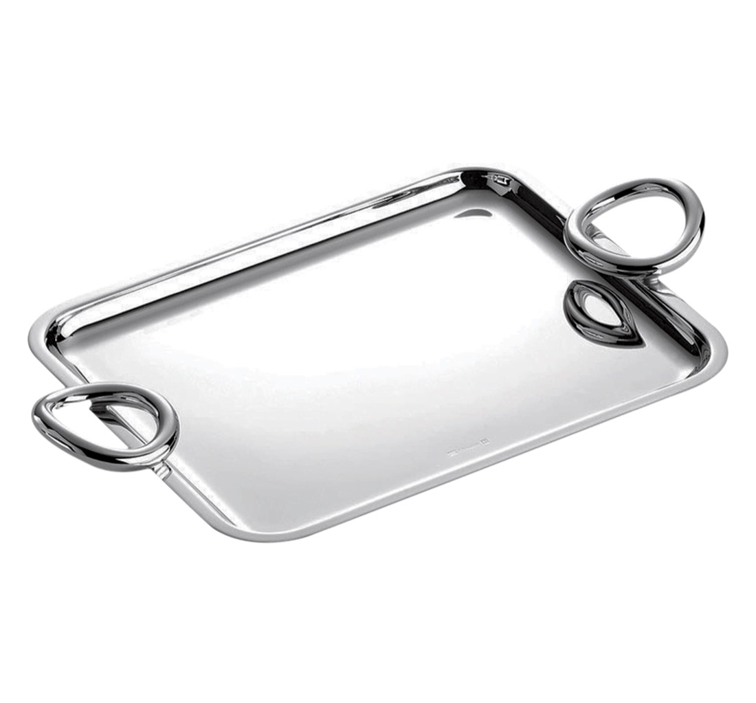 Прямоугольный поднос Vertigo Handles, 20 × 16 см, посеребрение