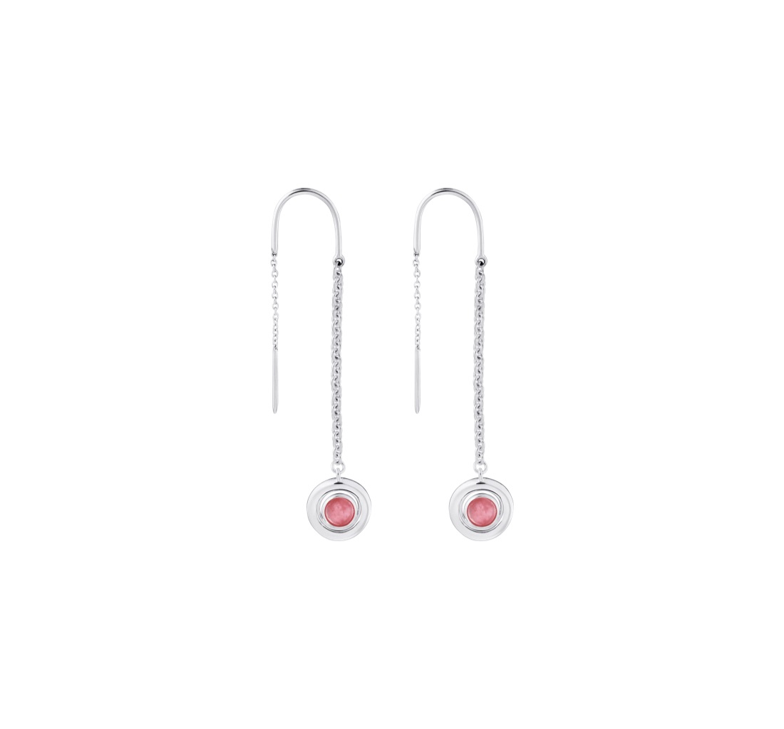 Серьги Idole de Christofle Drop Rhodocrosite, серебро 925
