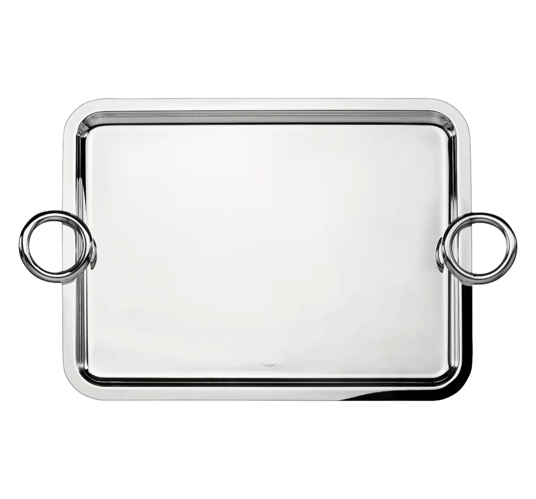Прямоугольный поднос Vertigo handles, 43 × 31 см, большой, посеребрение