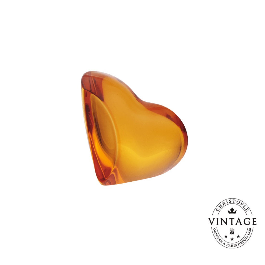 Пресс-папье Amour Pebble Heart Ambre, хрусталь, винтаж