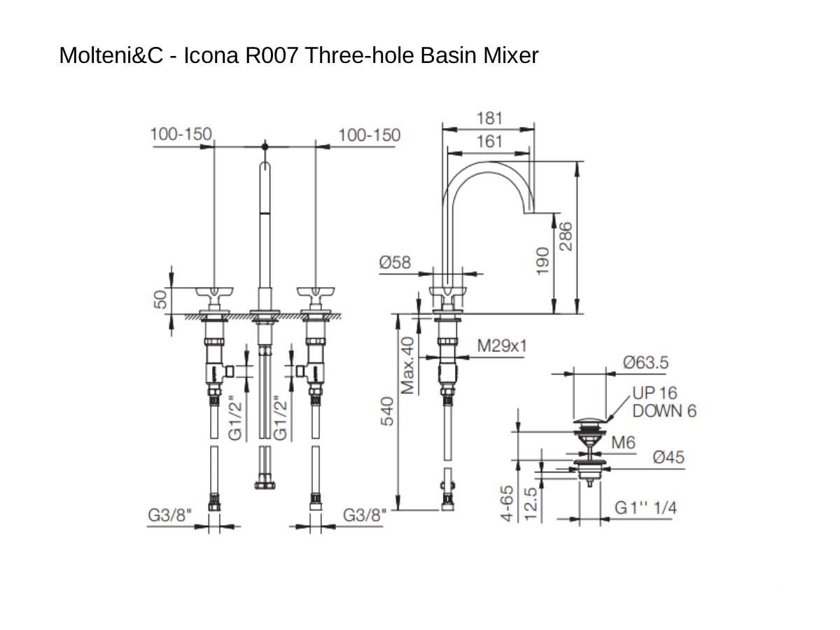 Раковина Icona R007 Miscelatore 3 Fori