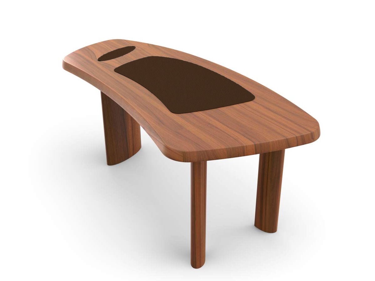 Письменный стол 538 Petit Bureau En Forme Libre Pro, орех Canaletto, Cuoio Tabacco
